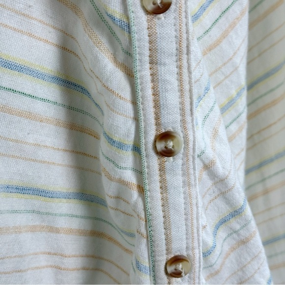 Anthropologie Maeve Blue Stripe Button/Tie Front Sleeveless Top Sz 0/XS Beachy - Picture 8 of 12